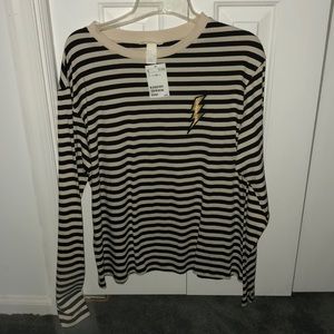 Black and white shirt with lightning bolt